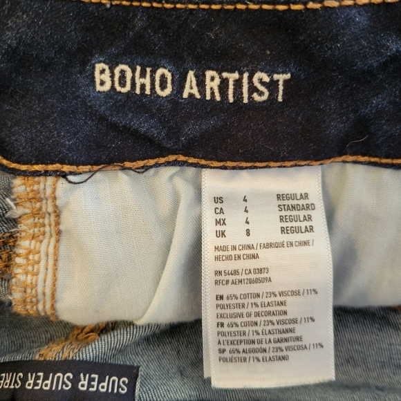 American Eagle Blue Boho Artist Denim Jean Cut-off Shorts Size 4 - Picture 4 of 4